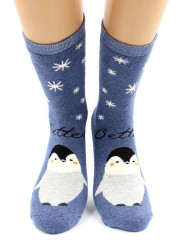 Носки Hobby Line HOBBY 8845-5 носки махровые Пингвины на синем