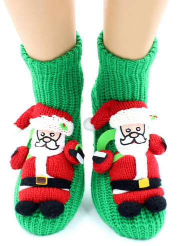 Носки Hobby Line HOBBY 067 носки вязаные АВС Санта-Клаус на зеленом