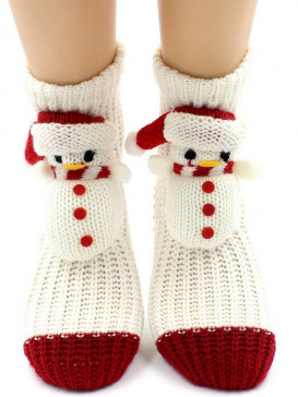 Носки Hobby Line HOBBY 085 носки вязаные АВС Снеговик на белом