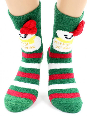 Носки Hobby Line HOBBY 2220-2 носки махровые-пенка Новогодние, снеговики, шапка
