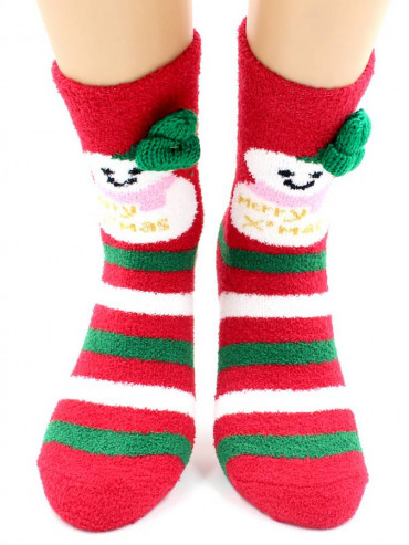 Носки Hobby Line HOBBY 2220-3 носки махровые-пенка Новогодние, снеговики, шапка