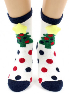Носки Hobby Line HOBBY 2222-3 носки махровые-пенка Новогодние, елочки 3Д