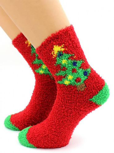 Носки Hobby Line HOBBY 049 носки махровые-травка  Новогодняя Ёлочка