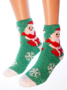 Носки Hobby Line HOBBY 053-2 носки махровые-травка Дед Мороз с мешком подарков