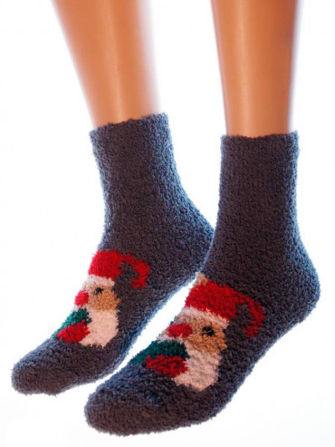 Носки Hobby Line HOBBY 053-5 носки махровые-травка Дед Мороз с сердцем