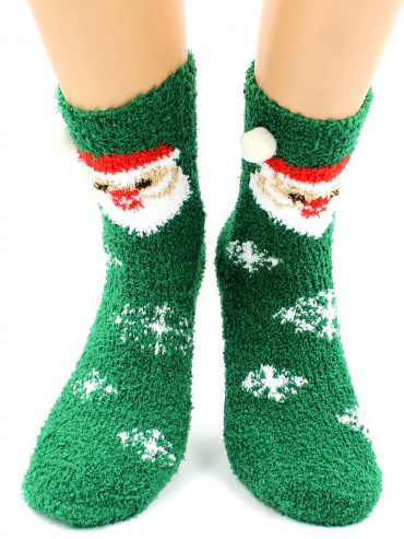 Носки Hobby Line HOBBY 068-6 носки махровые-травка Дед Мороз и шарики 3Д