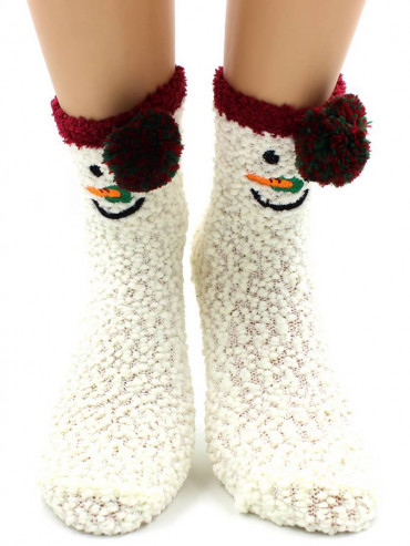 Носки Hobby Line HOBBY 2370-1 носки махровые буклированные Снеговик 3Д на белом