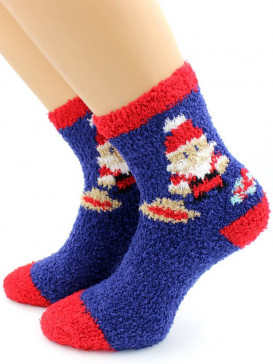 Носки Hobby Line HOBBY 3306-1 носки детские махровые травка Дед Мороз с мешком подарков