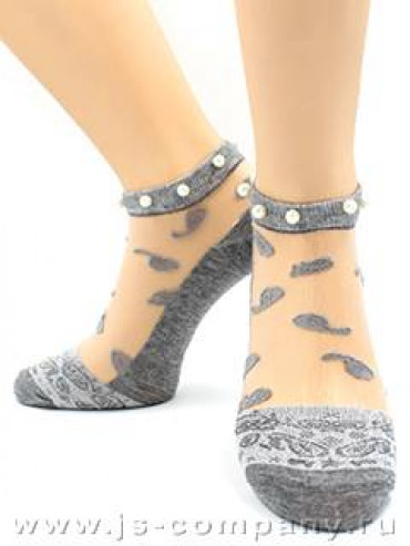 Носки Hobby Line HOBBY 2571-6 носки стеклянные укороченные спереди огурцы, на манжете бусинки