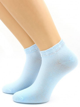 Носки Hobby Line HOBBY 512-1 носки укороченные женские х/б, однотонные, гипюровый манжет