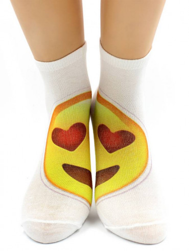 Носки Hobby Line HOBBY 521 носки укороченные женские х/б, АБ, смайлик Влюблен