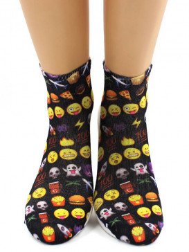 Носки Hobby Line HOBBY 514-3 носки укороченные женские х/б, смайлики на черном