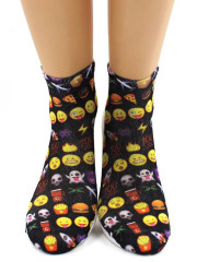 Носки Hobby Line HOBBY 514-3 носки укороченные женские х/б, смайлики на черном