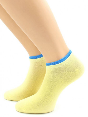 Носки Hobby Line HOBBY 561-05 носки укороченные женские х/б, желтый с голубой резинкой