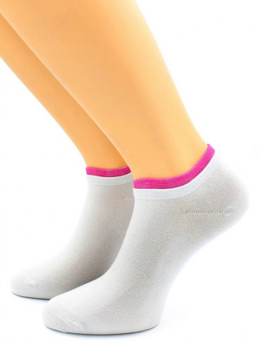 Носки Hobby Line HOBBY 561-07 носки укороченные женские х/б, серый с малиновой резинкой