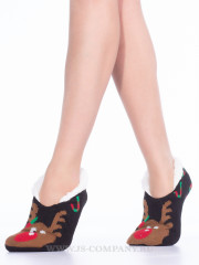 Носки Hobby Line HOBBY 38205-3 женские носки укороченные с мехом внтури, олень на черном